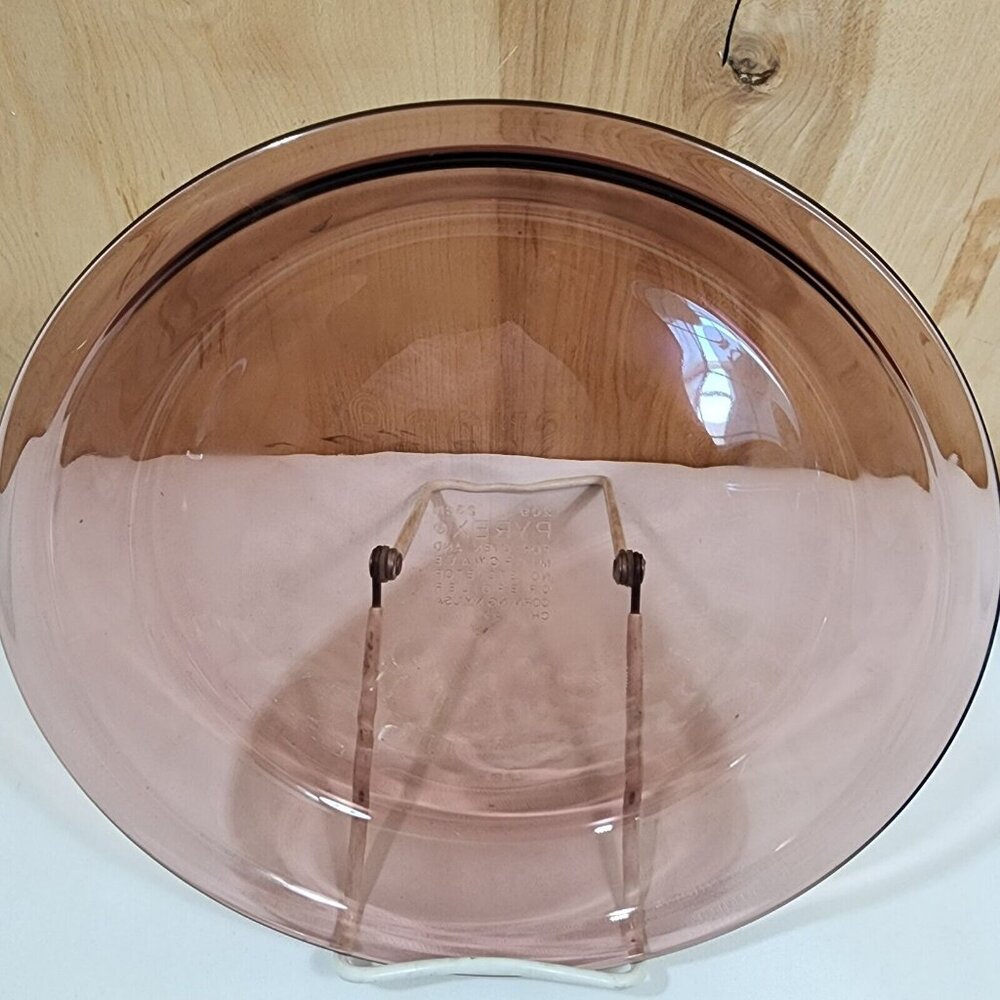 2 Pyrex Cranberry Glass Pie Plate 10” vintage Visions plum dish flaw - Picture 10 of 13